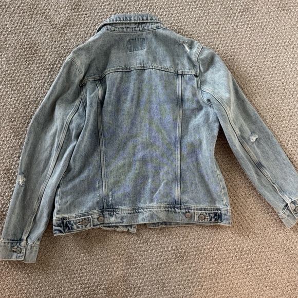 Old Navy Light Blue Distressed Denim Jacket - Picture 2 of 4
